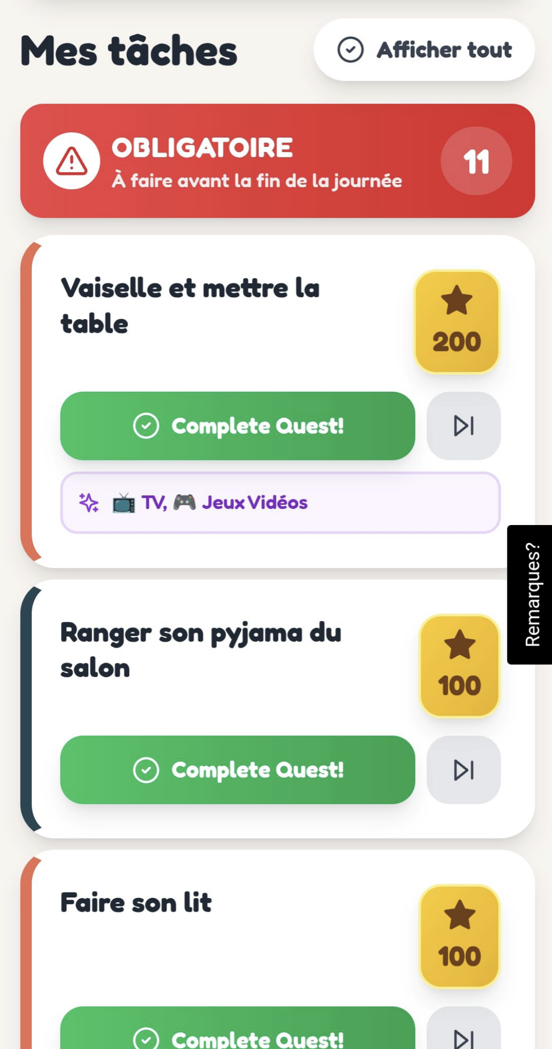 Liste de Tâches Enfant